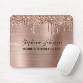 Glam Metallic Rose Gold Funkelnd Glitzer Tropfen Mousepad (Mit Mouse)