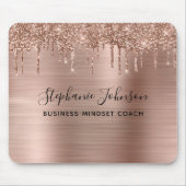 Glam Metallic Rose Gold Funkelnd Glitzer Tropfen Mousepad (Vorne)
