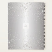 Glam Metallic Silver Glitzer Anpassbarer Name Planer (Rückseite)