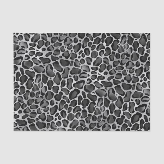 Glam Metallic Silver Large Leopard Print Seidenpapier (Vorderseite)