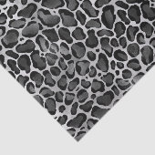 Glam Metallic Silver Large Leopard Print Seidenpapier (Ausschnitt)