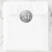 Glam Metallic Silver Script Monogram Wedding Runder Aufkleber (Tasche)