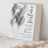Glam Minimal Silver Balloons Sweet 16 Birthday Einladung