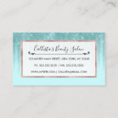 Glam Mint Green Aqua Glitzer Streifen glänzend Empfehlungskarte (Rückseite)