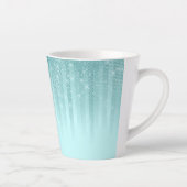 Glam Mint Green Aqua Glitzer Streifen glänzend Milchtasse (Rechts)