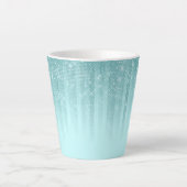 Glam Mint Green Aqua Glitzer Streifen glänzend Milchtasse (Vorderseite)