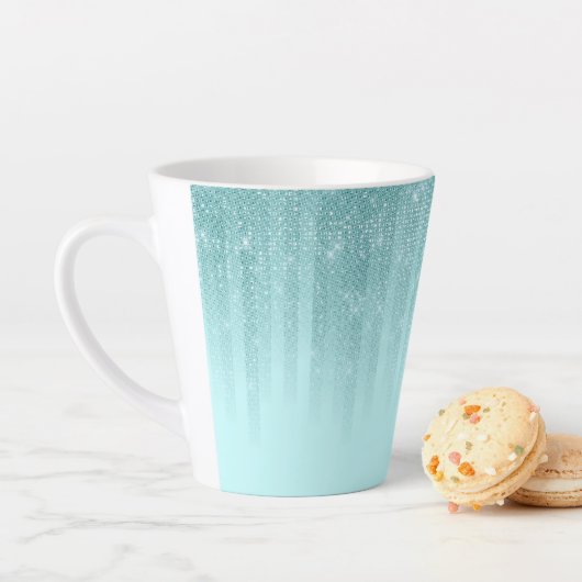 Glam Mint Green Aqua Glitzer Streifen glänzend Milchtasse (Beispiel)