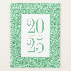 Glam Mint Green Glitter Personalized 2023 Planer