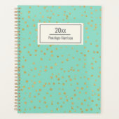 Glam Mint Green Gold Dots Muster Personalisiert Planer (Vorderseite)