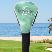 Glam Mint Green Trendy Script Monogram Golf Headcover