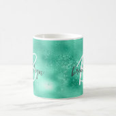 Glam Mint Green Trendy Script Monogram Kaffeetasse (Mittel)