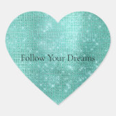 Glam Mint Sparkle Herz-Aufkleber (Vorderseite)