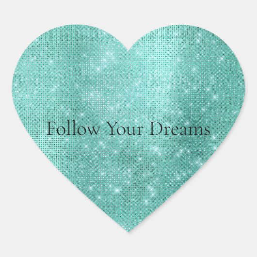 Glam Mint Sparkle Herz-Aufkleber (Vorderseite)