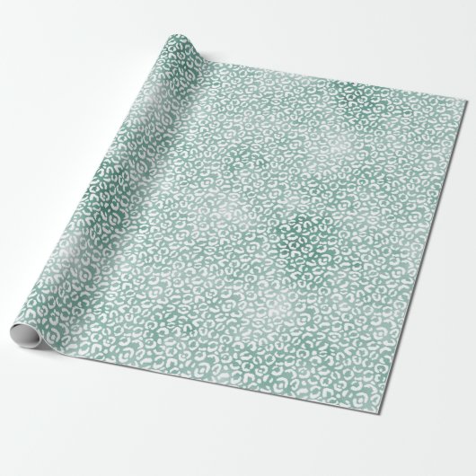 Glam Mint White Leopard Print Geschenkpapier (Ungerollt)