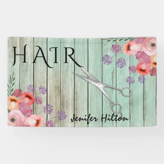Glam mint wood boho blumenschere banner (Horizontal)