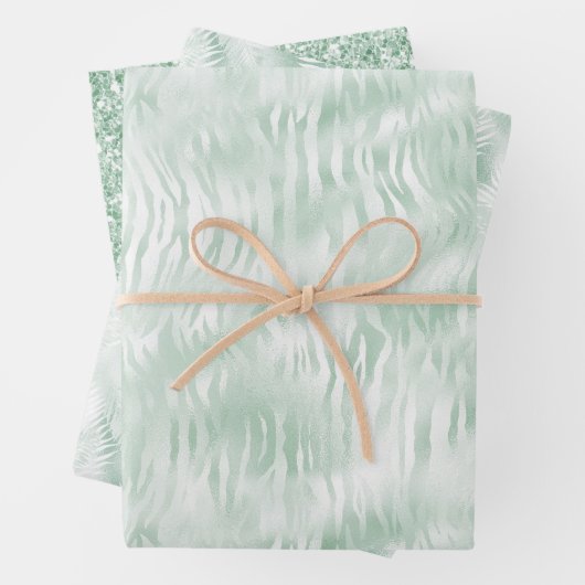Glam Mint Zebra Print Geschenkpapier Set (Beispiel)