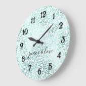 Glam-Minze-Leopard-Druck Große Wanduhr (Winkel)