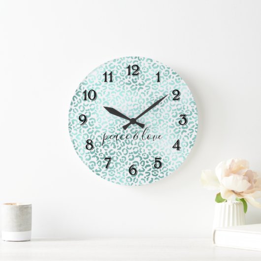 Glam-Minze-Leopard-Druck Große Wanduhr (Zuhause)