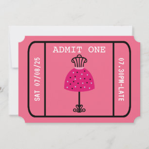 Glam Modeparty Nacht Mädchen-Ticket Einladung