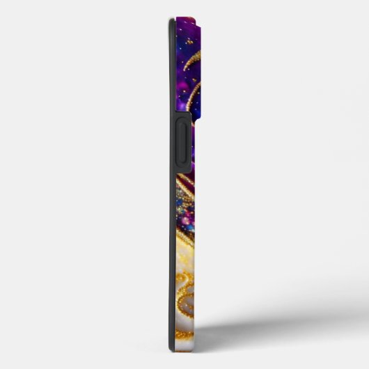 Glam Modern Aqua & Lila Glitzer Monogram Case-Mate iPhone Hülle (Rückseite / Rechts)