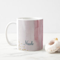 Glam Modern Blush Pink Blue Gold Personalisiert