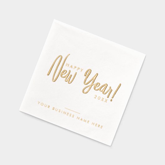 Glam Modern Script Happy New Year Business Company Servietten Mit Folie (Links)
