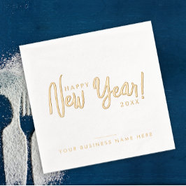 Glam Modern Script Happy New Year Business Company Servietten Mit Folie