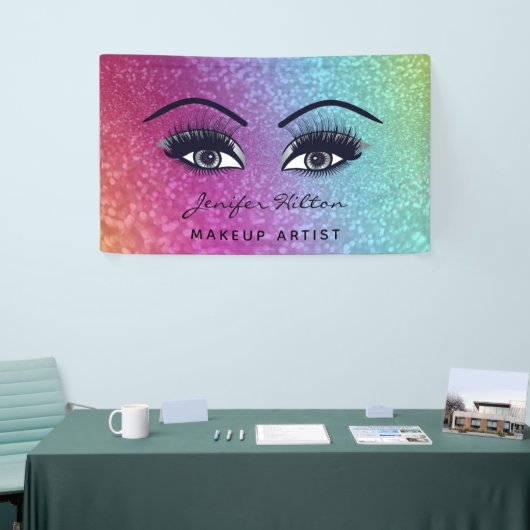 Glam moderne glitzernde Regenbogenwimpern und Auge Banner (Messeveranstaltung)