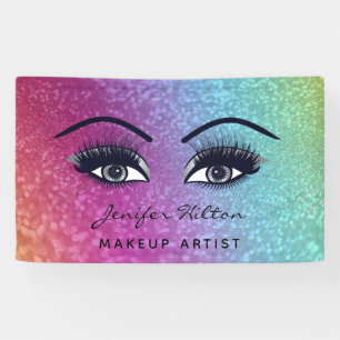 Glam moderne glitzernde Regenbogenwimpern und Auge Banner