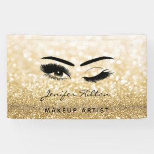 Glam moderne goldglattere Wimpern und Augenbrauenb Banner