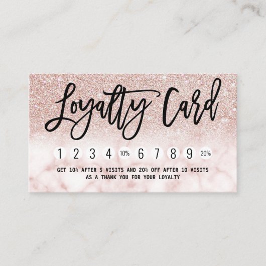 Glam Moderne schicke Rose Gold Glitzer Marmorabsch Treuekarte (Vorderseite)