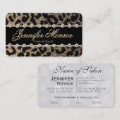 Glam Monogram Gold Leopard und Diamonds Terminkarte (Vorne/Hinten)