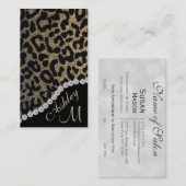 Glam Monogram Leopard Print Terminkarte (Vorne/Hinten)