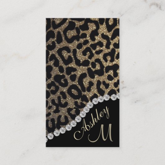 Glam Monogram Leopard Print Terminkarte (Vorderseite)