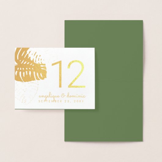 Glam Monstera Blätter REAL FOIL Tischnummern (Anzeige)