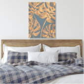 Glam Monstera Blätter über Kohle Grau Leinwanddruck (Insitu (Schlafzimmer))