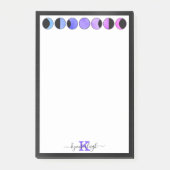 Glam Moon Phases Monogram Name Medium Rechteckig Post-it Klebezettel (Vorderseite)