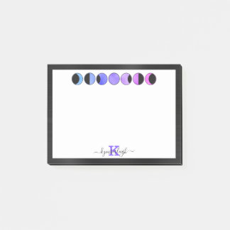 Glam Moon Phases Monogram Name Small Recangle Post-it Klebezettel