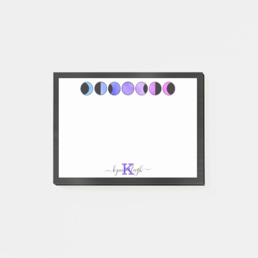 Glam Moon Phases Monogram Name Small Recangle Post-it Klebezettel (Vorderseite)