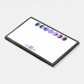 Glam Moon Phases Monogramm Name Groß rechteckig Post-it Klebezettel (angewinkelt)