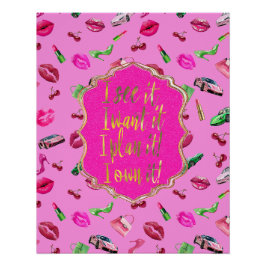 Glam Motif Rosa und Grün Zitat Poster