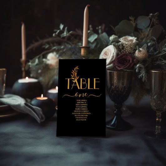 Glam Mystical Black Gold Clouds Moon Wedding Tischnummer
