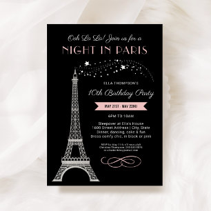 Glam-Nacht in Paris Pink Girls Geburtstag Einladung