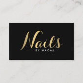 Glam Nails Script Text Gold/Black Business Card Visitenkarte (Vorderseite)