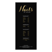 Glam Nails Script Text Gold/Black Rack Card Werbekarte (Vorne)
