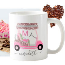 Glam Name Monogram Rose Gold Golf Cart