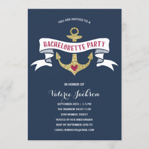 Glam Nautical Junggeselinnen-Abschied Einladung