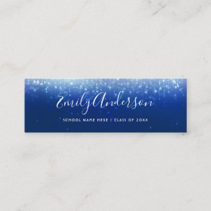 Glam Navy Blue Abschluss Name Insert Card Mini Visitenkarte