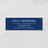 Glam Navy Blue Abschluss Name Insert Card Mini Visitenkarte (Rückseite)