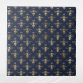 Glam Navy Blue Gold Bees Crown Fliese